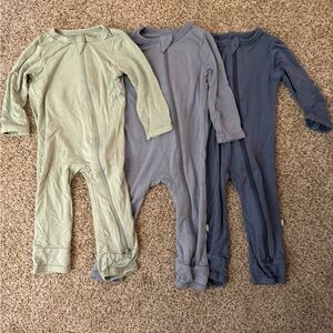 Kyte Baby zippered romper bundle 3-6 months- Sage, fog (I think) and slate